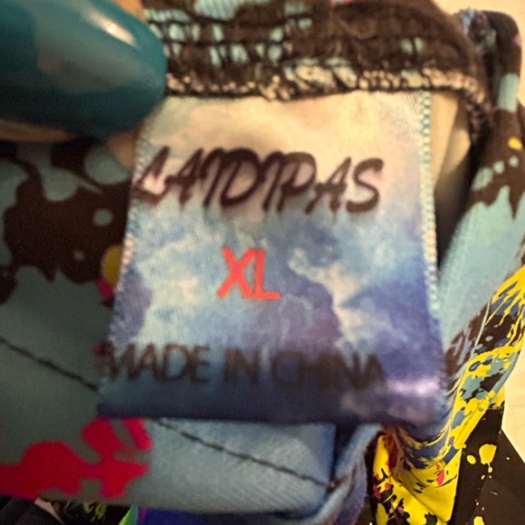 Black hoodie with multi-color splat lightweight. - Picture 3 of 3